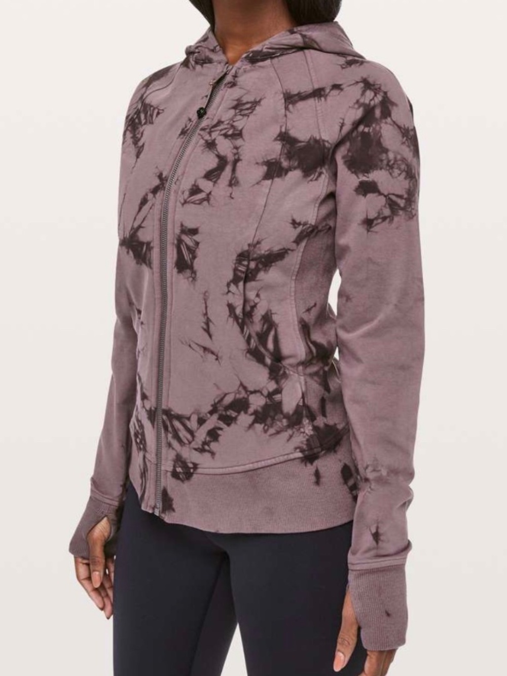 Lululemon -Scuba Hoodie *Light Cotton Fleece Shibori Antique Bark Black - Size 6